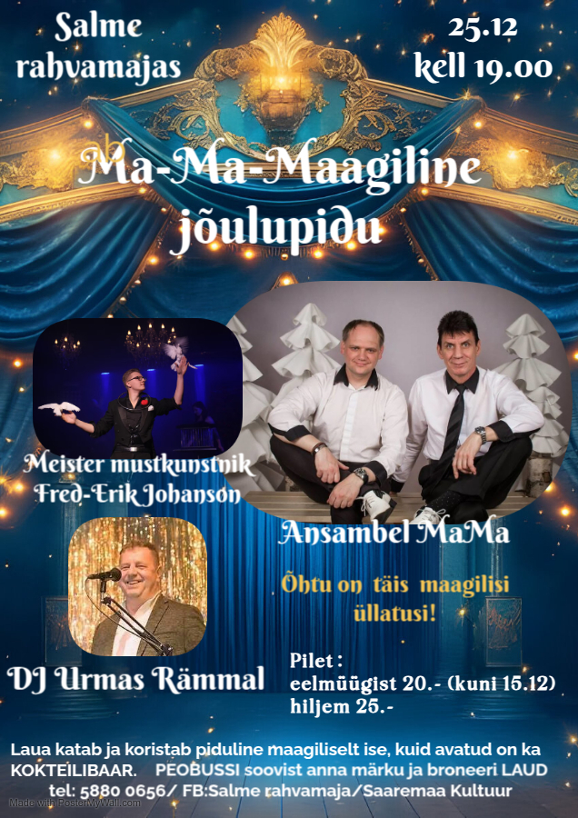 Ma-Ma-Maagiline jõulupidu Salme Rahvamajas!
