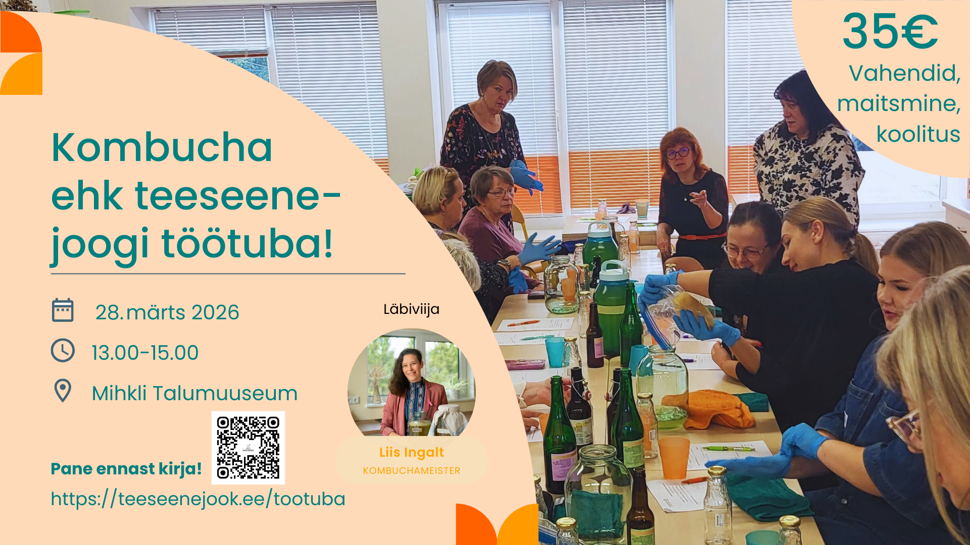 Kombucha e teeseenejoogi valmistamise töötuba Mihkli Talumuuseumis 28.3.26
