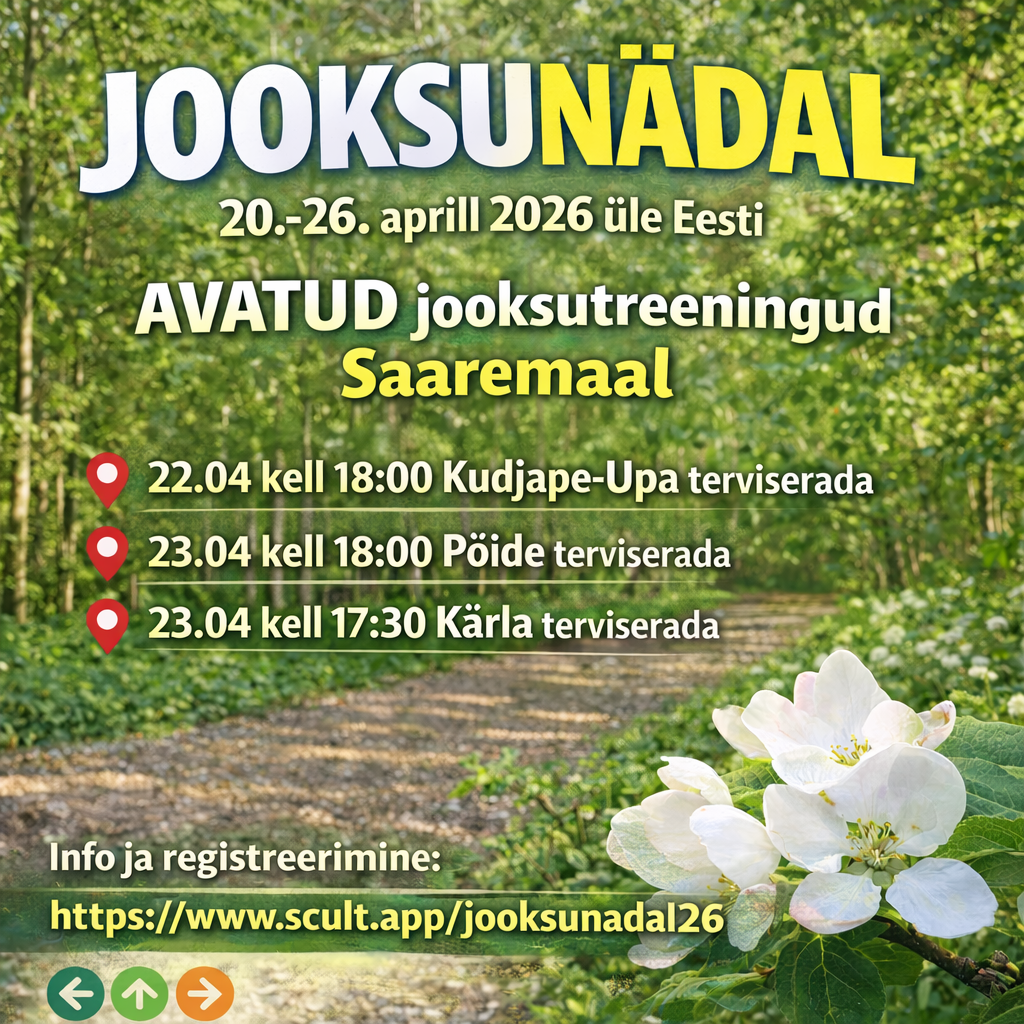 AVATUD terviseradede jooksutreeningud Saaremaal (Kuressaare, Kärla, Pöide)