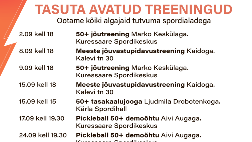 50+ Avatud treeningud TASUTA!
