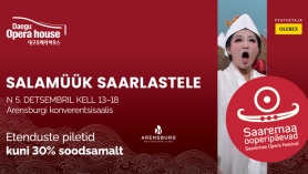 Salamüük Saarlastele Aasta oodatuim kampaania tuleb taas! Salamüük saarlastele toob teieni järgmise aasta ooperipäevade etenduste piletid kuni 30% soodsamalt! 